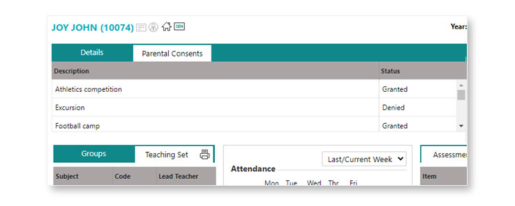 Easily see consent status in each pupil’s record