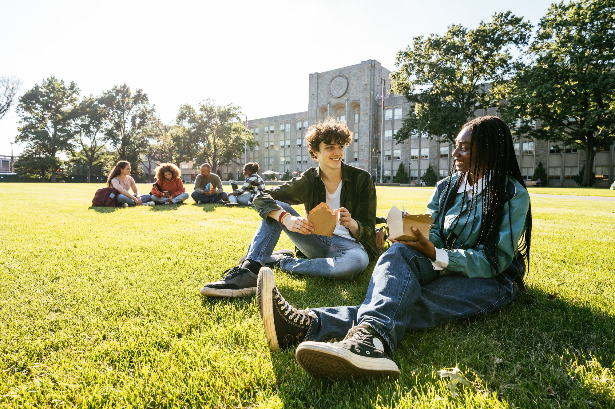 Students on a field Students on a field