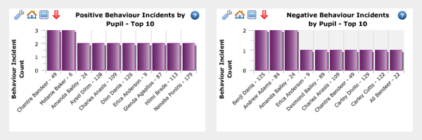 Positive Behaviour Incidents by Pupil - Top 10